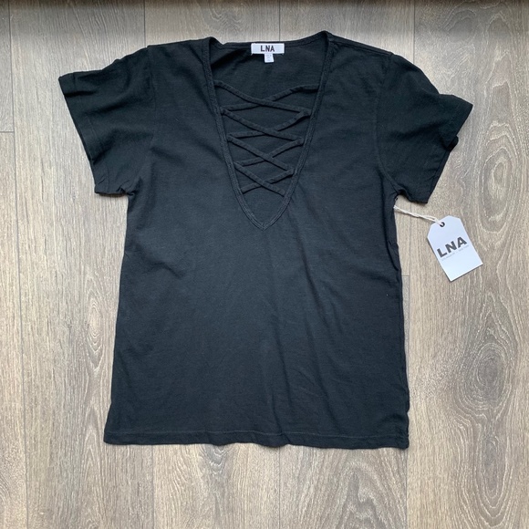 Revolve LNA Kontrol Kross Tee T-Shirt Short Sleeve Straps Black Lace up Small - Picture 4 of 14